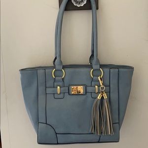 Blue leather purse